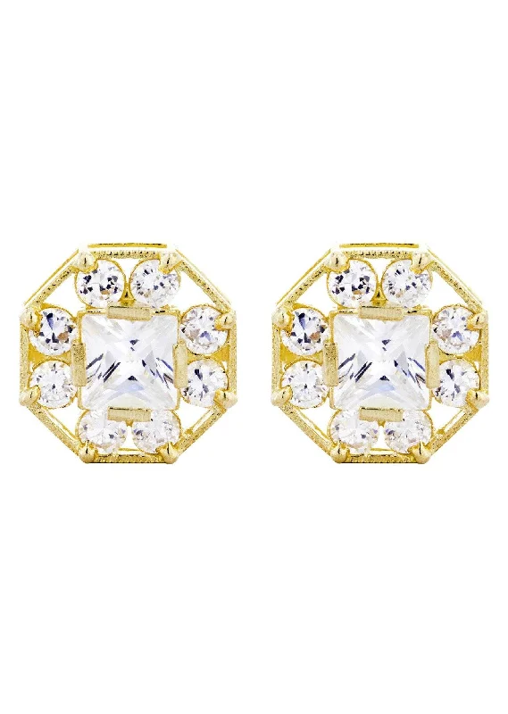 10K Octagon  Gold Earrings For Men | Appx 1/2 Inches Wide