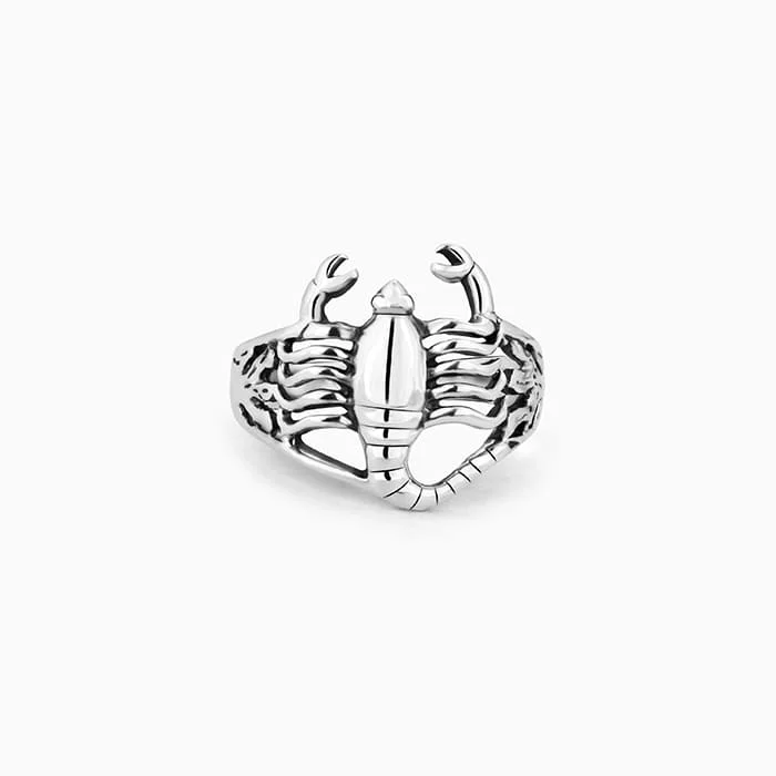 Oxidised Silver Scorpio Ring For Him