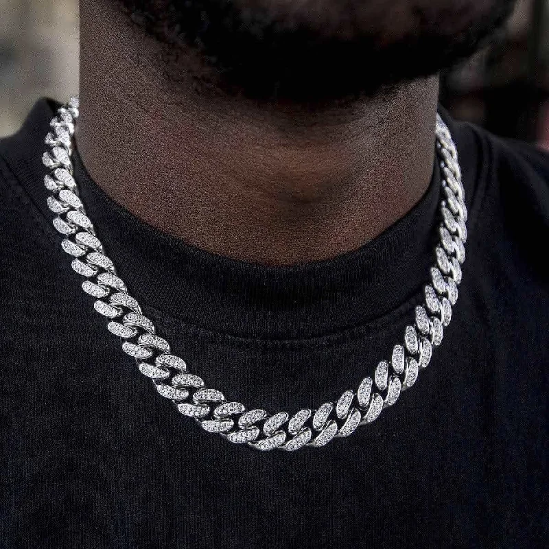 Player of the Game Chain - Diamond Cuban Link Chain in White Gold - 12mm