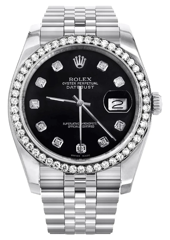 116200 | Hidden Clasp | Rolex Datejust  Watch | 36Mm | Black Dial | Jubilee Band