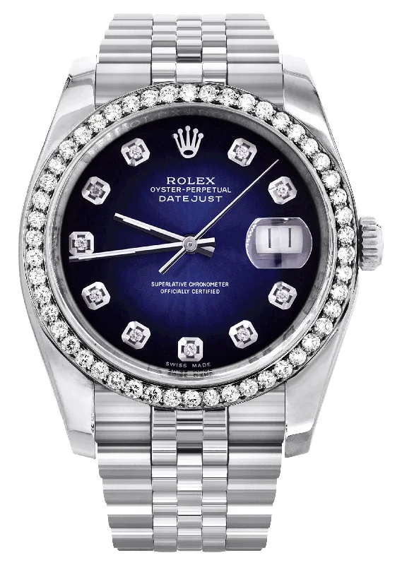 116200 | Hidden Clasp | Mens Rolex Datejust Watch | 36Mm | Blue Dial | Jubilee Band