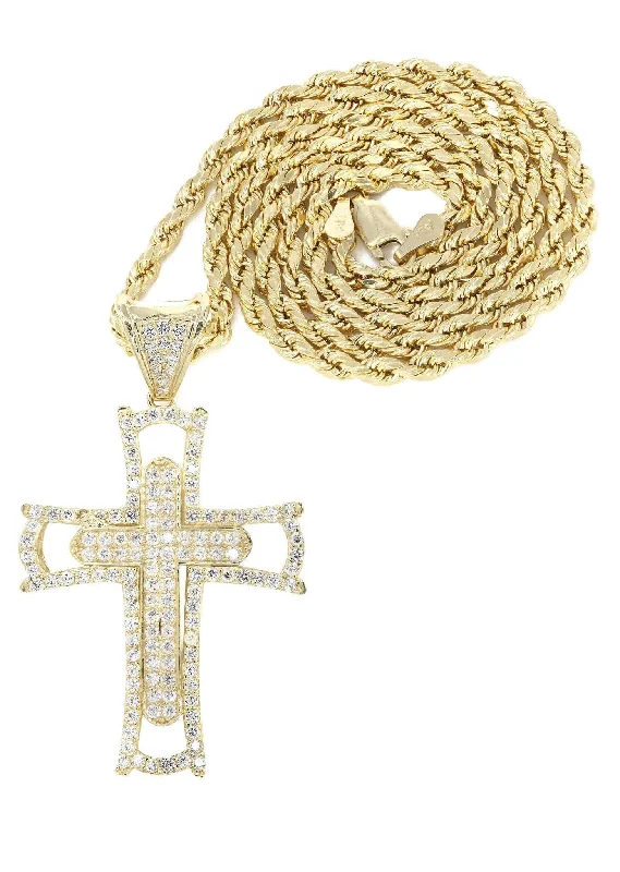 10K Yellow Gold Cross Necklace | Appx. 12.4 Grams