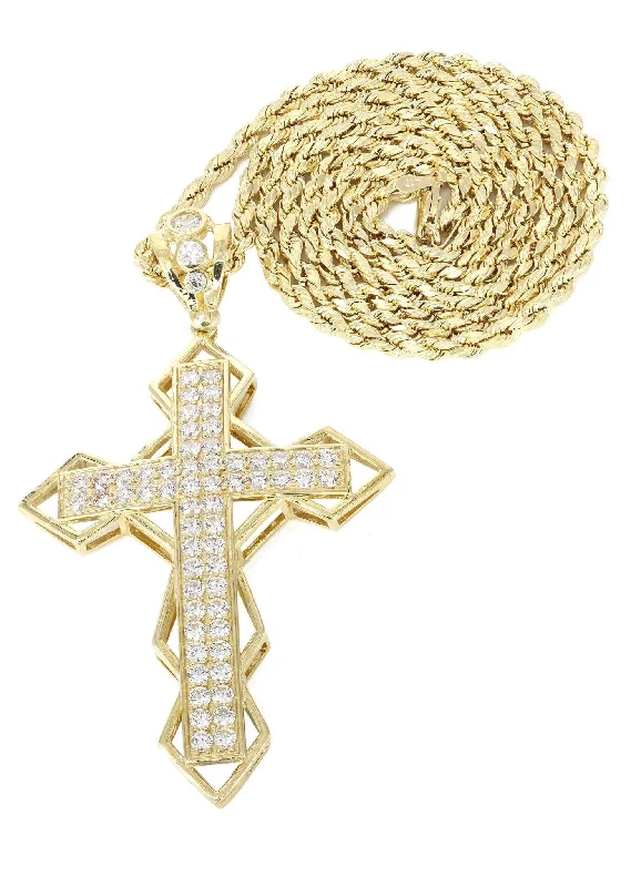 10K Yellow Gold Cross Necklace | Appx. 21.2 Grams