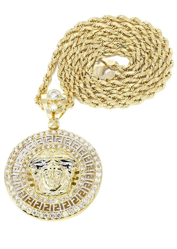 10K Yellow Gold Medusa Style Necklace | Appx. 15.7 Grams