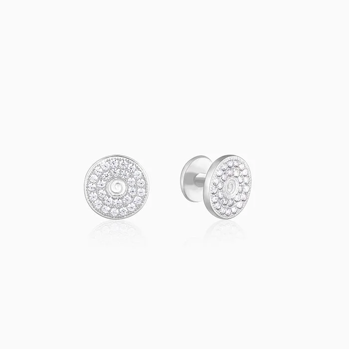 Silver Eternal Solitaire Cufflinks For Him