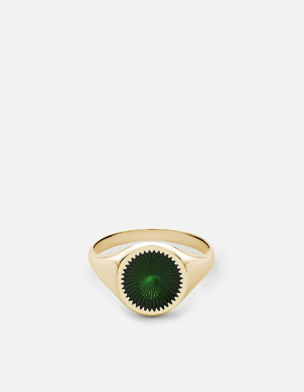 Solar Signet Ring, Gold Vermeil/Jasper Green