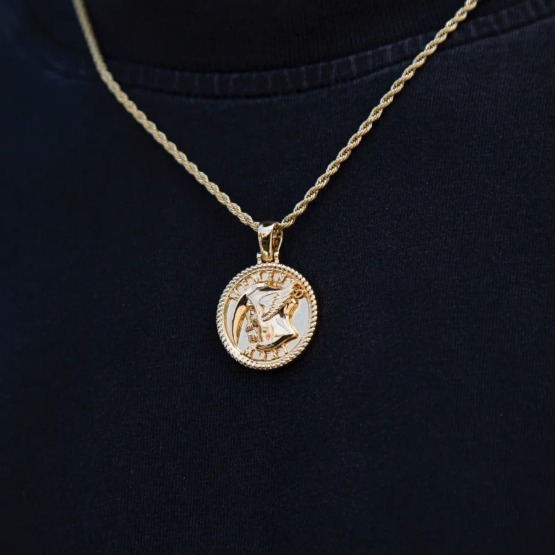 Solid Gold Memento Mori Coin Pendant