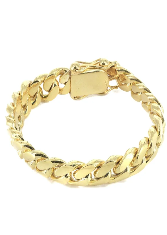 14K Gold Bracelet Solid Miami Cuban Link