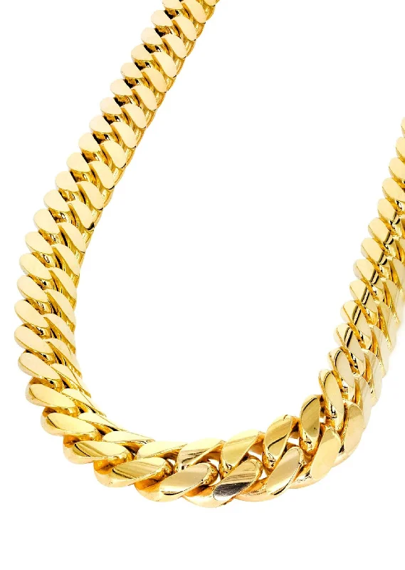 14K Gold Chain - Solid Miami Cuban Link Chain 14K Gold