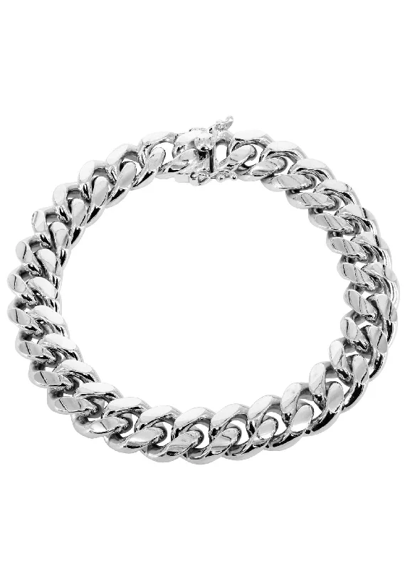 14K White Gold Bracelet Solid Miami Cuban Link