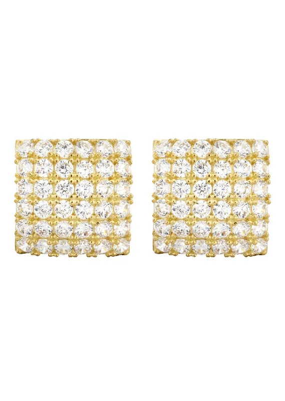 10K Square Gold Earrings For Men | Appx 1/2 Inches Wide