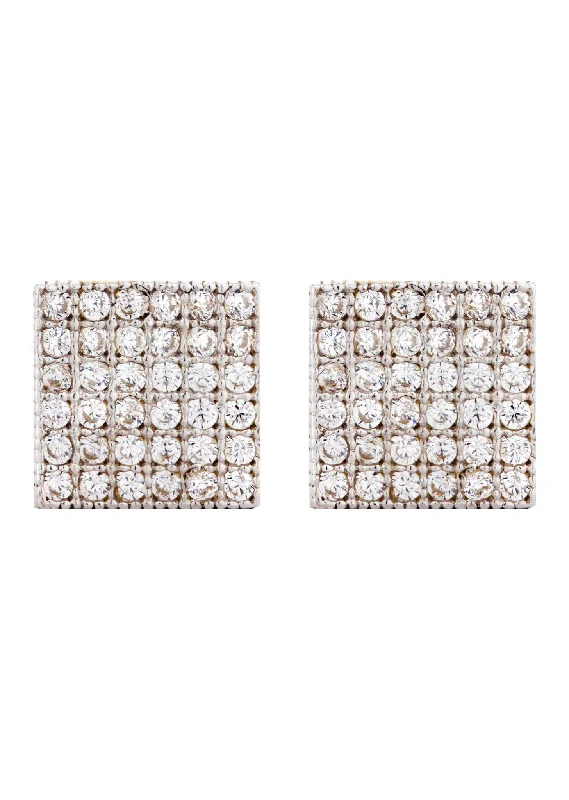 10K Square Gold Earrings For Men | Appx 3/8 Inches Wide