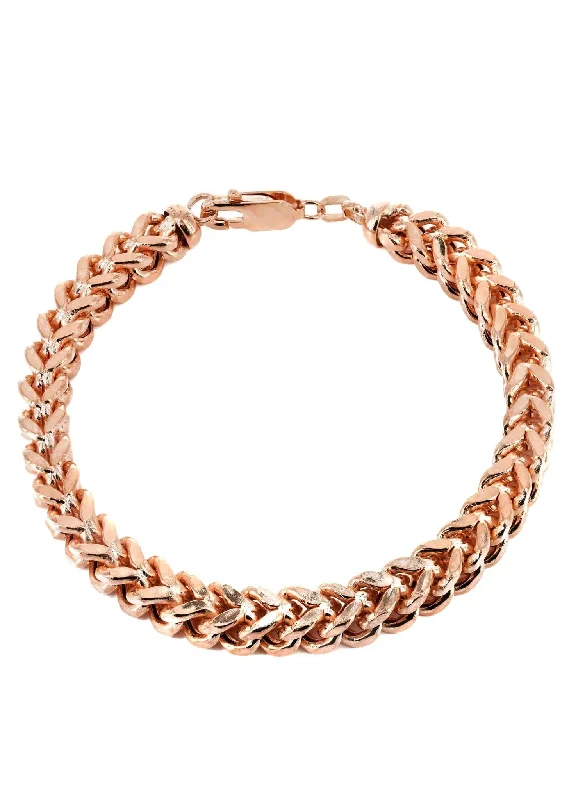 14K Rose Gold Bracelet Hollow Franco For Women