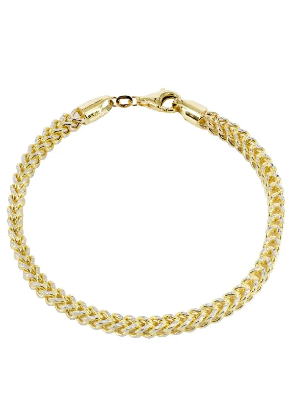 14K Gold Bracelet Hollow Franco Diamond Cut For Women