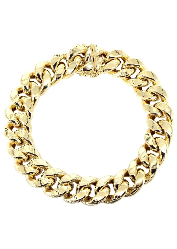 14K Gold Bracelet Hollow Miami Cuban Link For Women