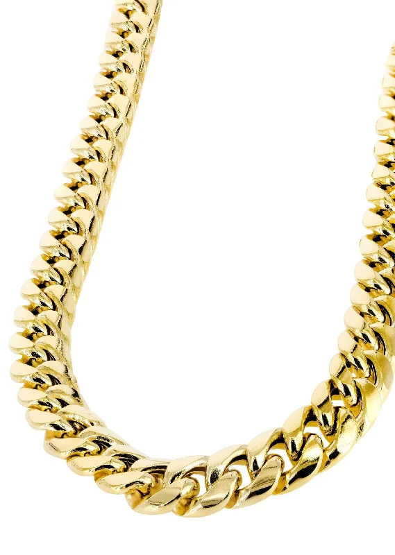 14K Gold Chain - Hollow Yellow Miami Cuban Link Chain