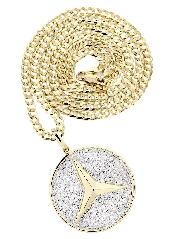 10K Yellow Gold Circle Diamond Necklace Diamond Necklace  | 0.51 Carats