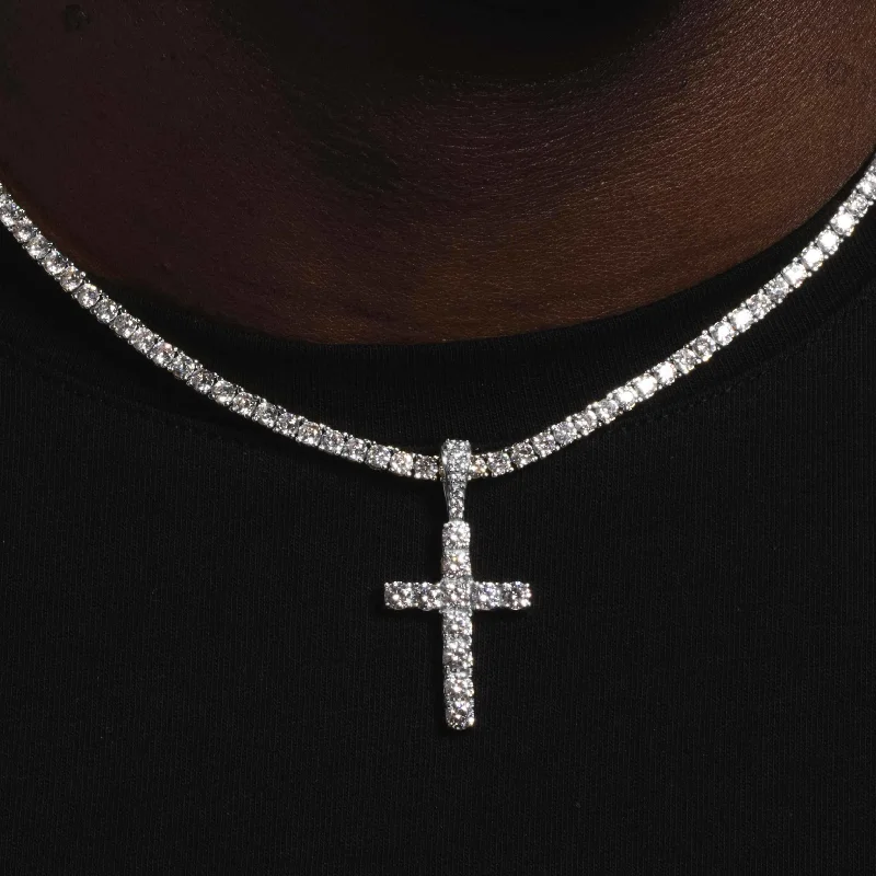 Solid White Gold Diamond Cross