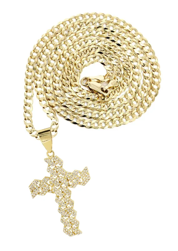 10K Yellow Gold Cross  4 Necklace | Appx. 14.7 Grams