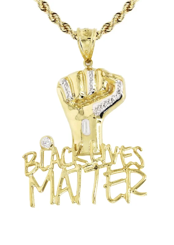 10k-yellow-gold-rope-chain-cz-black-lives-matter-pendant-appx-17-grams