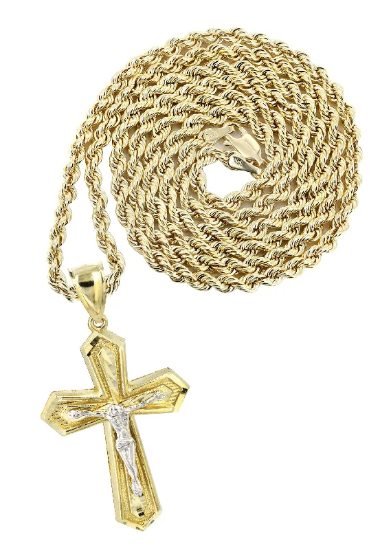 10K Yellow Gold Cross / Crucifix Necklace | Appx. 15.3 Grams