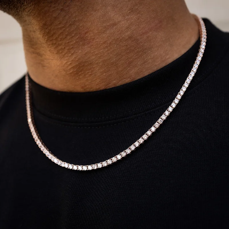 Diamond Tennis Necklace in Rose Gold- 3mm