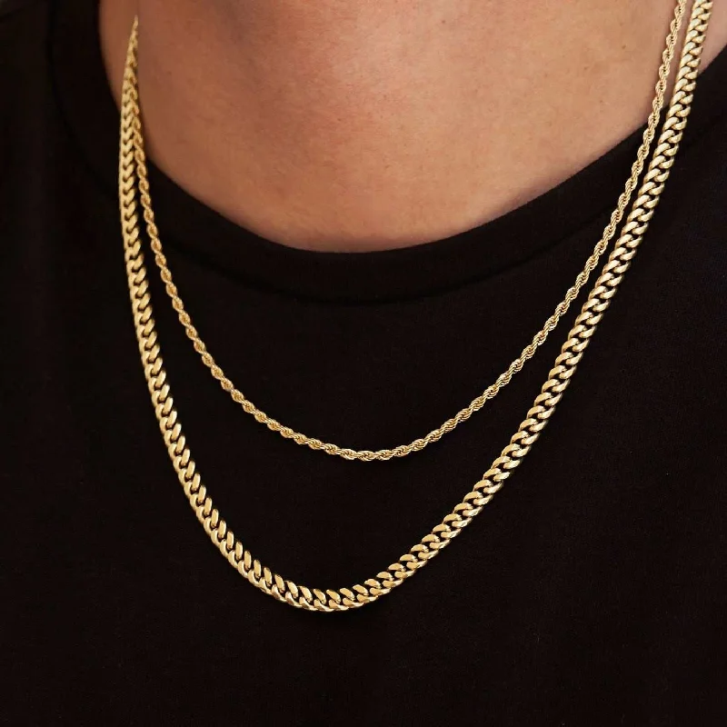 5mm Miami Cuban Chain + 2mm Rope Chain Bundle