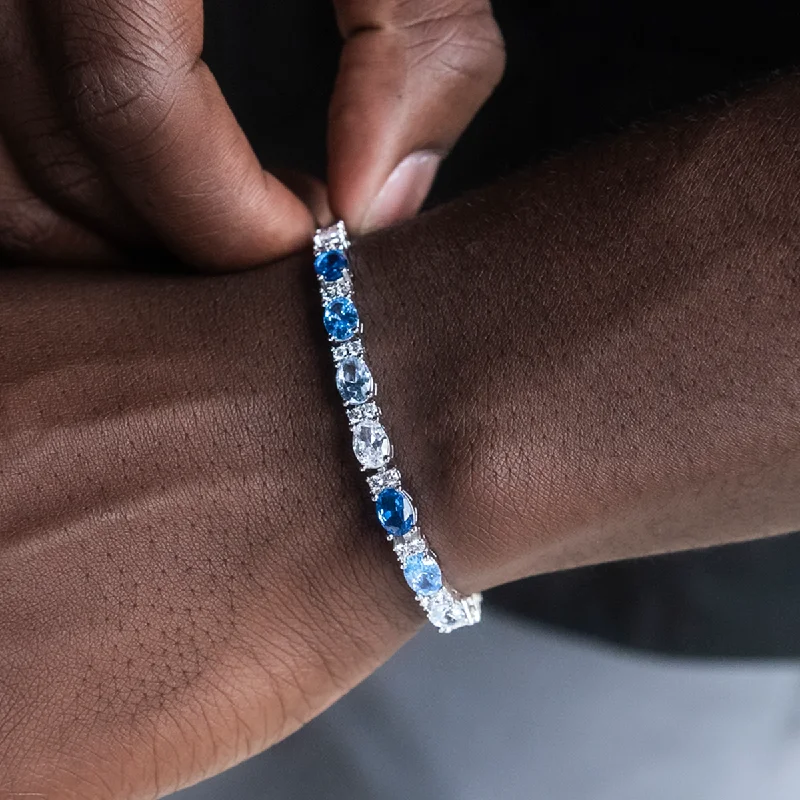 Blue Mixed Oval Cut Tennis Bracelet- 5mm