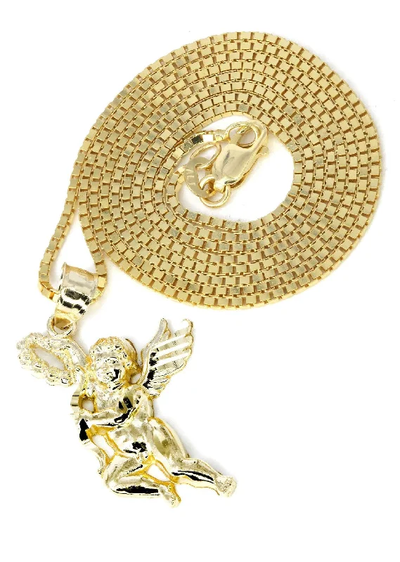 10K Yellow Gold Box  Angel Necklace | Appx. 6.3 Grams