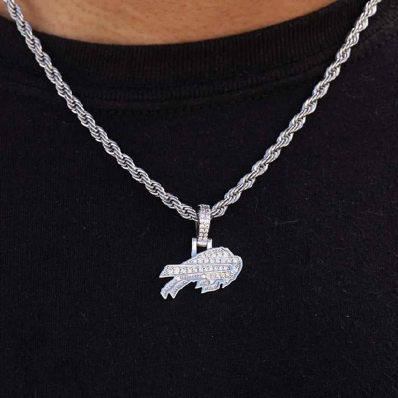 Buffalo Bills Micro Logo Pendant - White Gold