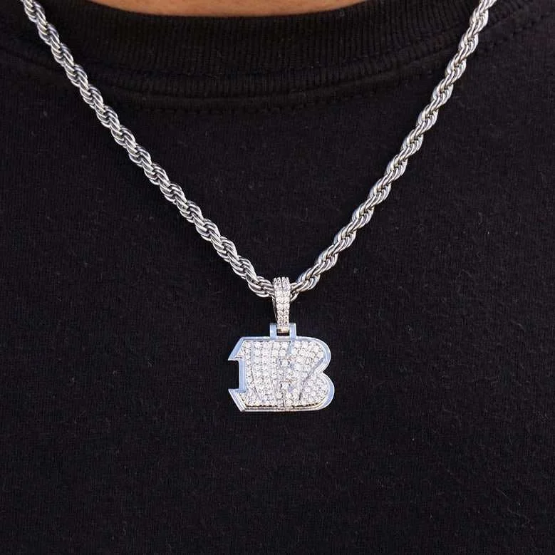 Cincinnati Bengals Micro Logo Pendant - White Gold