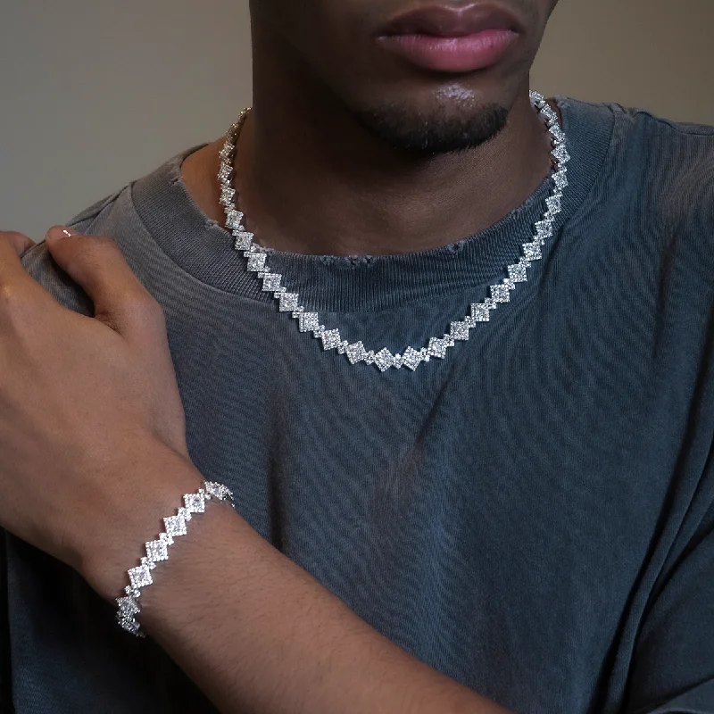 Cloister Link Chain + Bracelet Bundle in White Gold