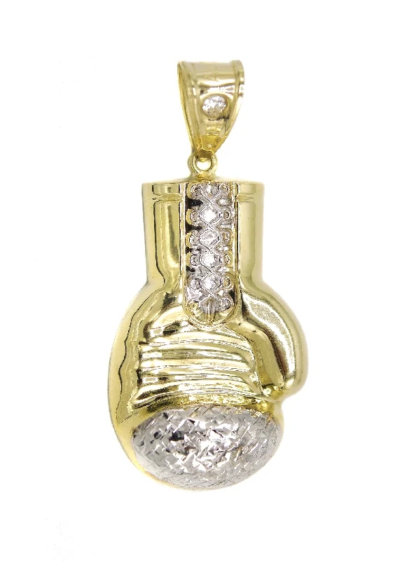 10K Yellow Gold Boxing Glove Necklace | Customizable Size