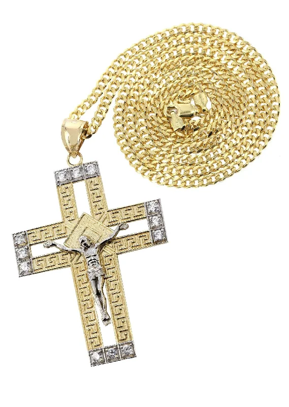 10K Yellow Gold Cross /Crucifix Necklace | Appx. 20.8 Grams