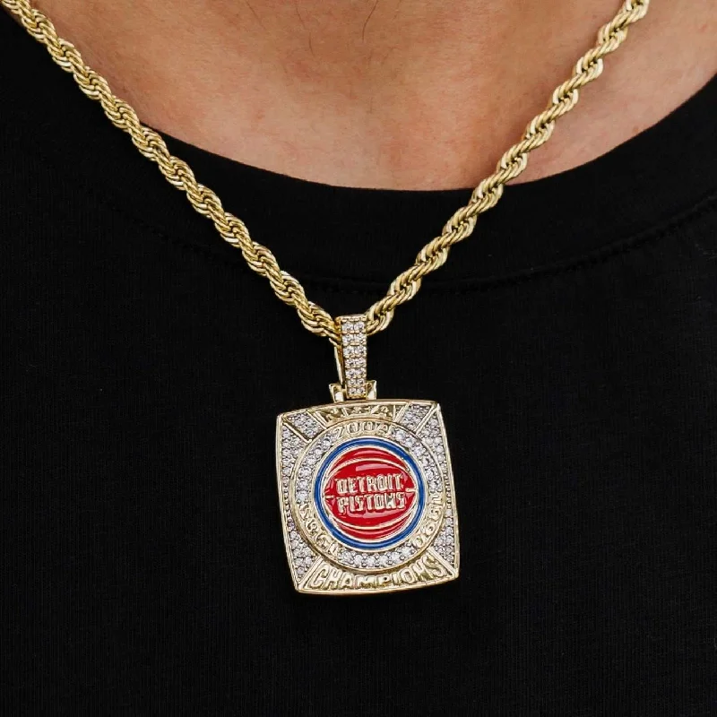 Detroit Pistons Championship Pendant - Yellow Gold