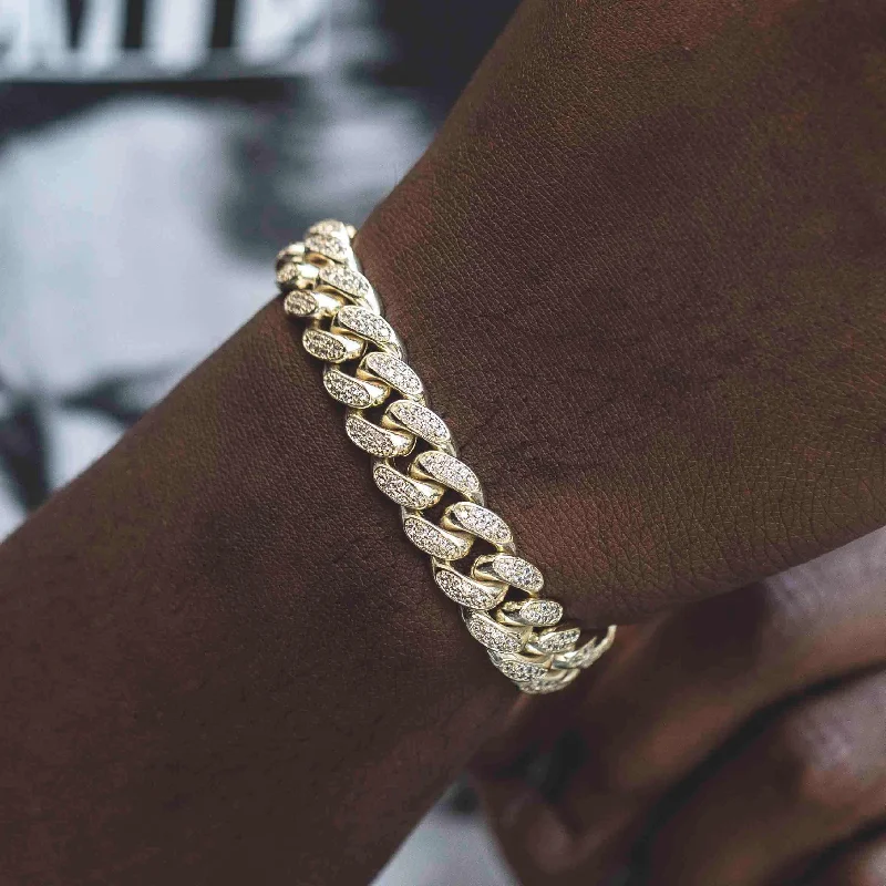 Diamond Cuban Link Bracelet in Yellow Gold - 12mm