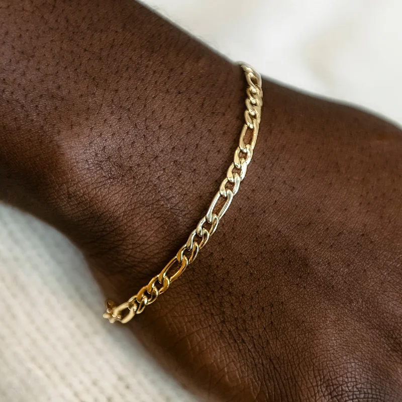 Figaro Bracelet in Yellow Gold- 4mm