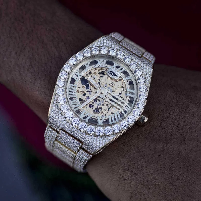 42MM Iced Alpha Era Luminous Skeleton Gold