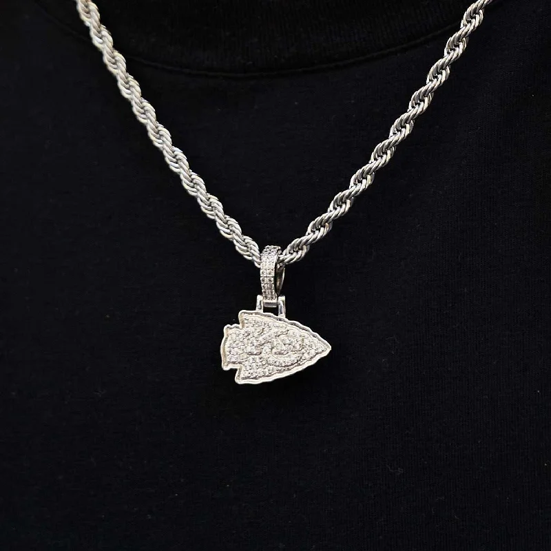 Kansas City Chiefs Micro Logo Pendant - White Gold