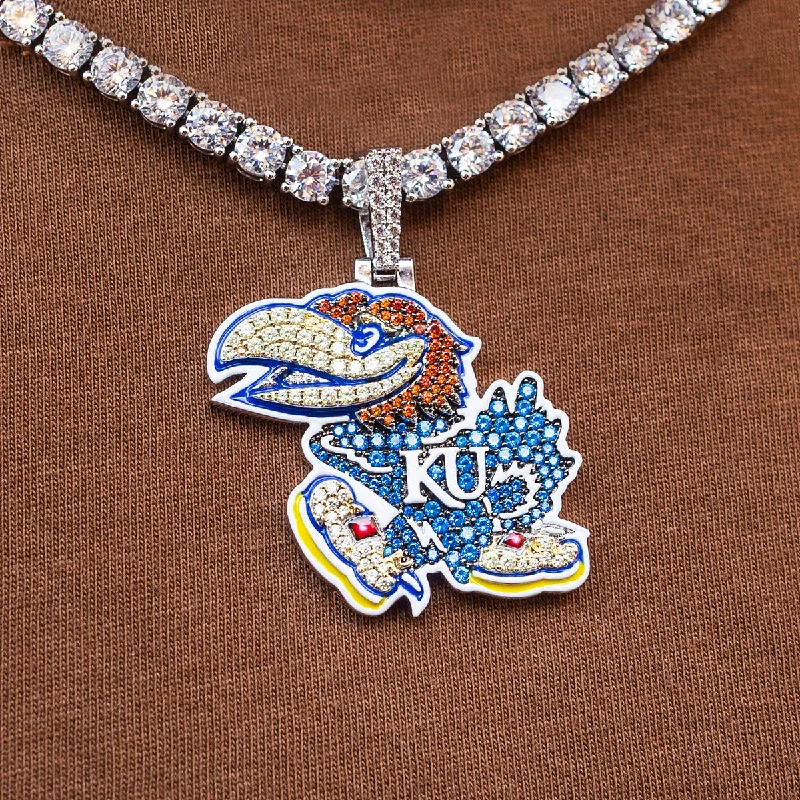 Kansas Jayhawks Pendant - White Gold