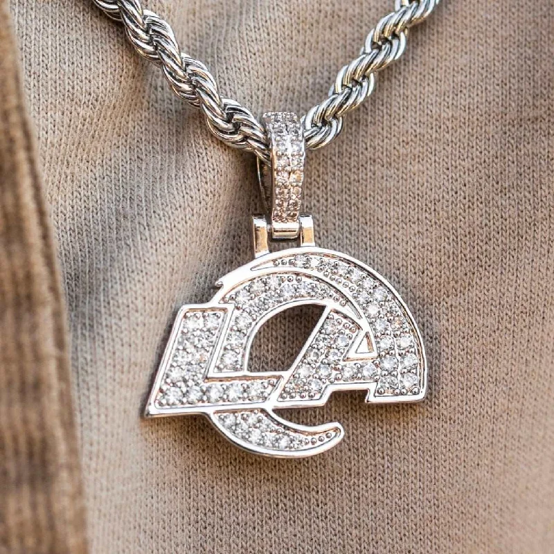 Los Angeles Rams Micro Logo Pendant - White Gold