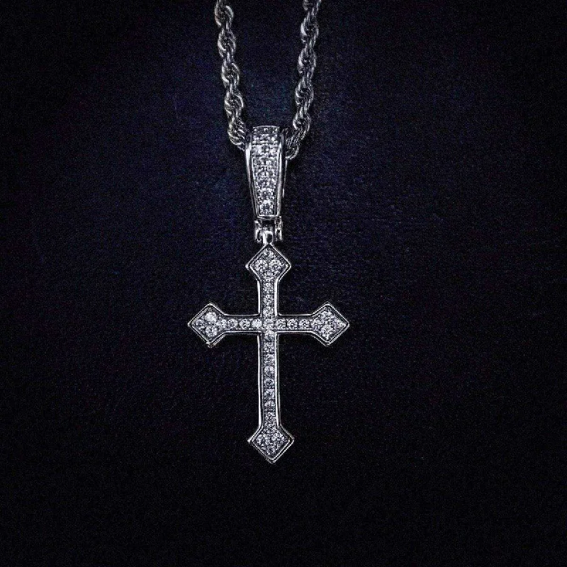 Solid Gold Micro Celtic Cross V.2 in White Gold