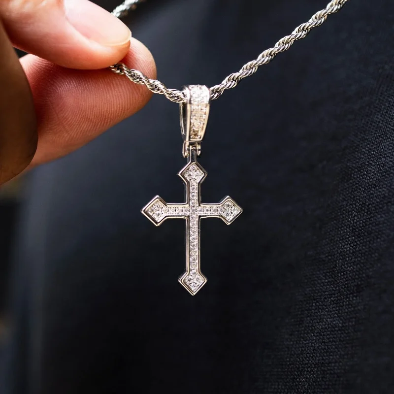 Micro Celtic Cross V.2 in White Gold