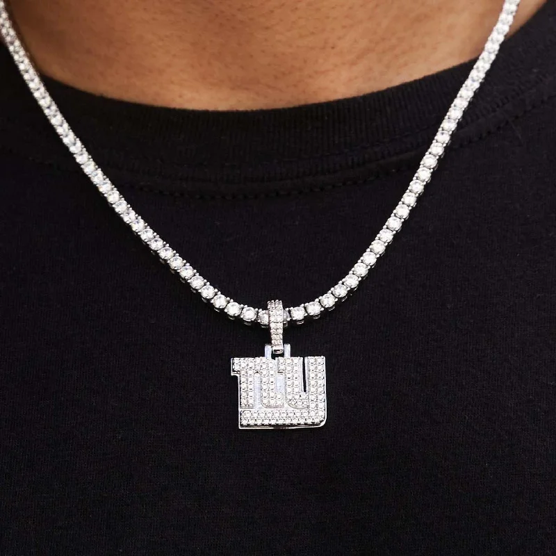 New York Giants Micro Logo Pendant - White Gold