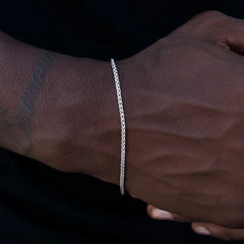 Palm Chain Bracelet in White Gold- 2mm