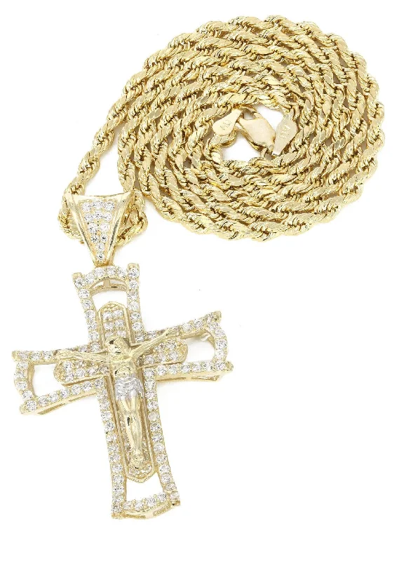 10K Yellow Gold Cross / Crucifix Necklace | Appx. 11.2 Grams