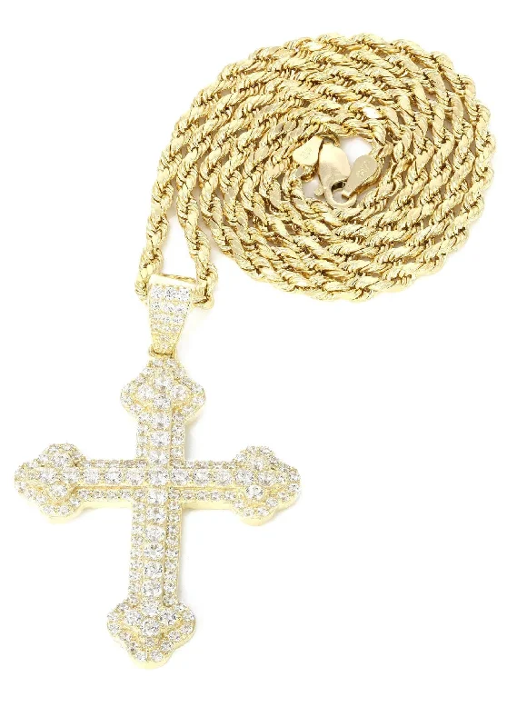 10K Yellow Gold Cross Necklace | Appx. 12.4 Grams