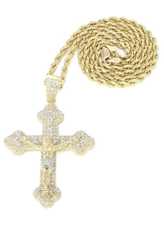 10K Yellow Gold Cross /Crucifix Necklace | Appx. 17.9 Grams