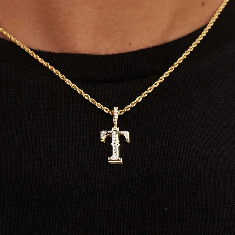 Texas Rangers Micro Logo Pendant - Yellow Gold