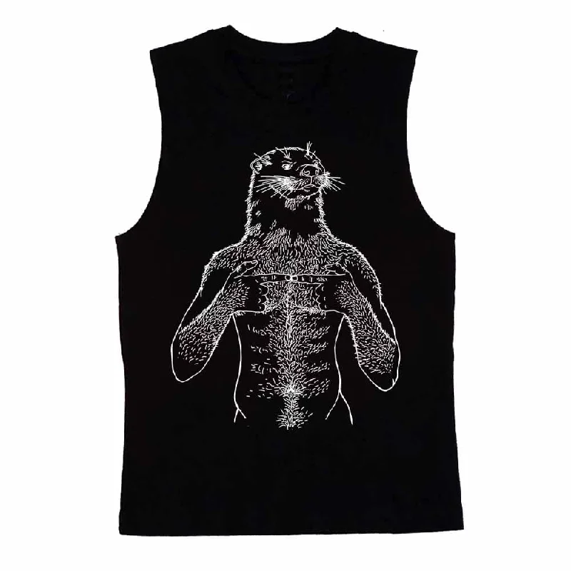 Brian Kenny White Print Otter Sleeveless T-shirt